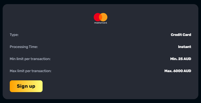 RocketPlay Master Card Payment Method